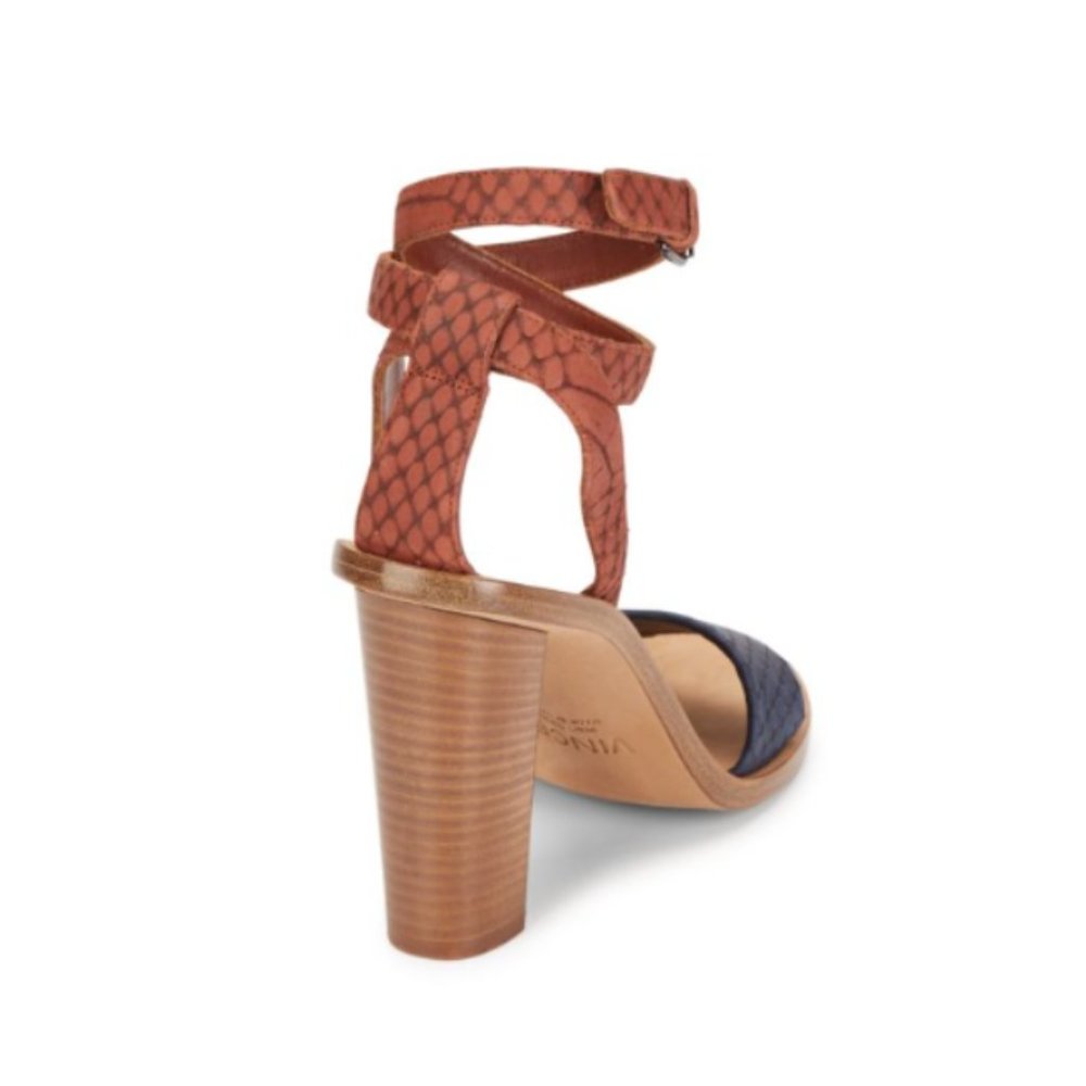 Vince Nava Snake Embossed Ankle-Wrap Heels | 9 - Picture 3 of 4